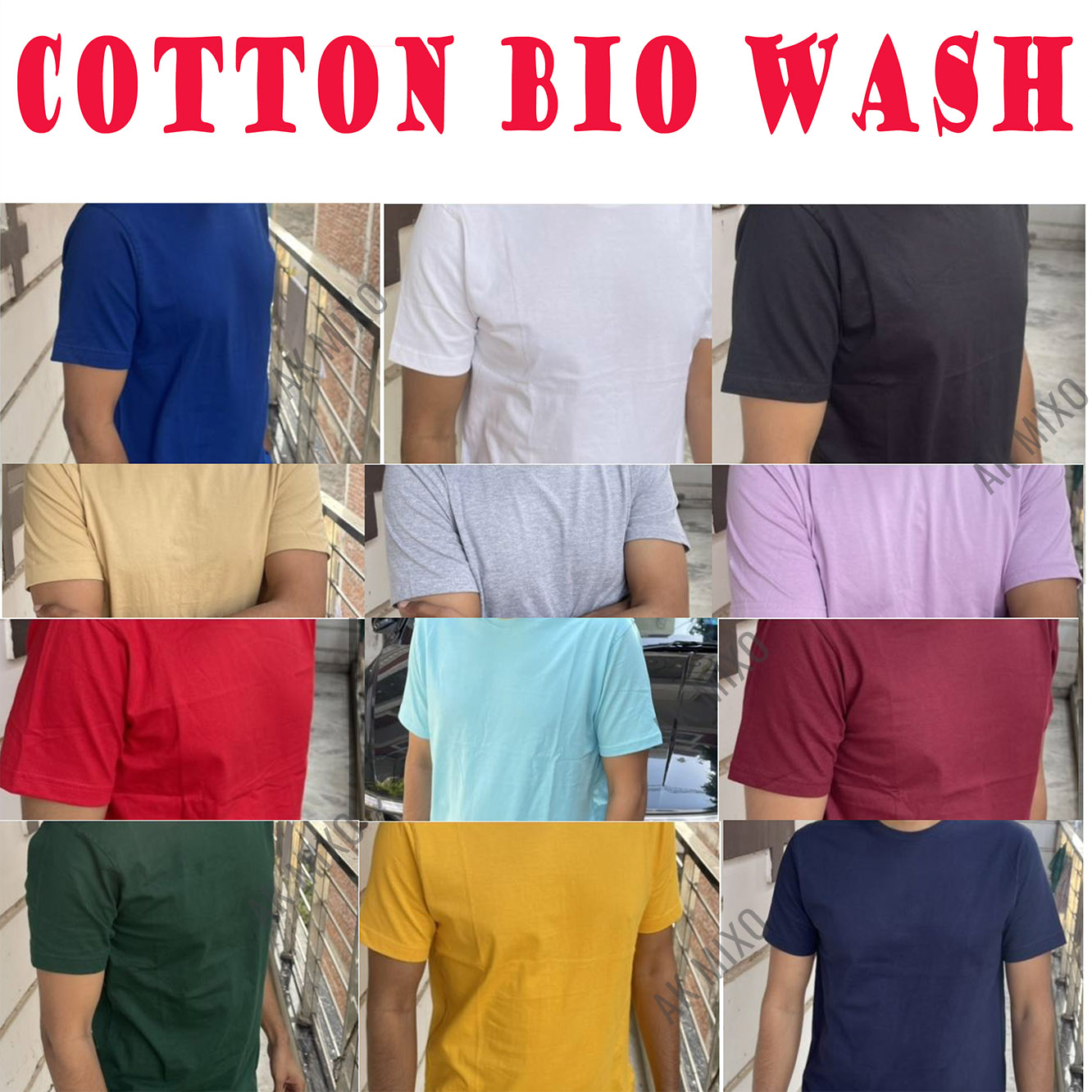 round neck cotton bio wash tshirts