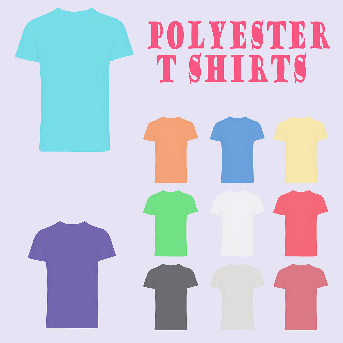 Round neck polyester image white black red grey marron navyblue royalblue orange skyblue parront green