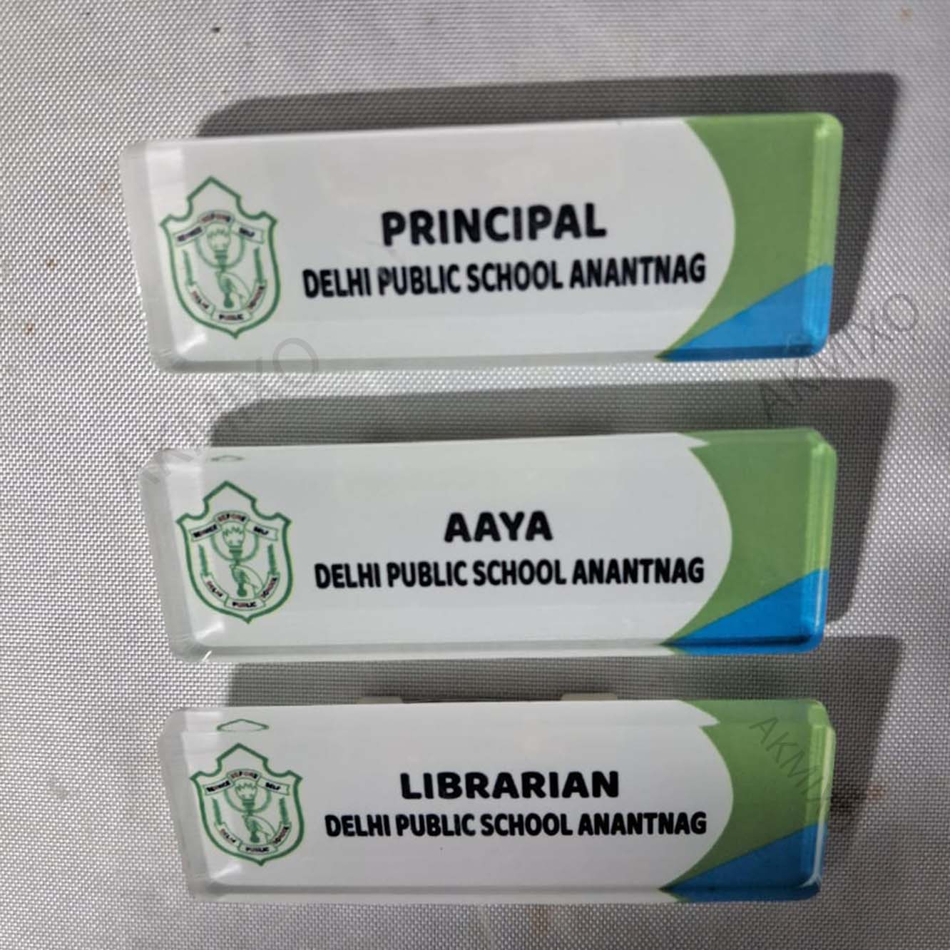 acrylic school name badge