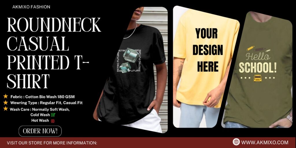 casual round printed neck tshirts